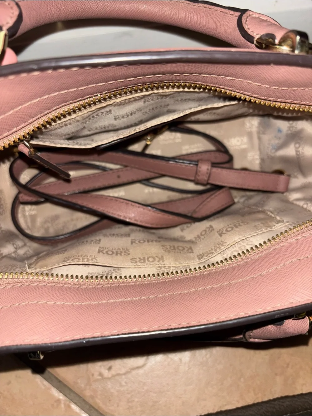Michael Kors Dusty Brown Saffiano Leather Satchel with Gold Hardware - Picture 5 of 5